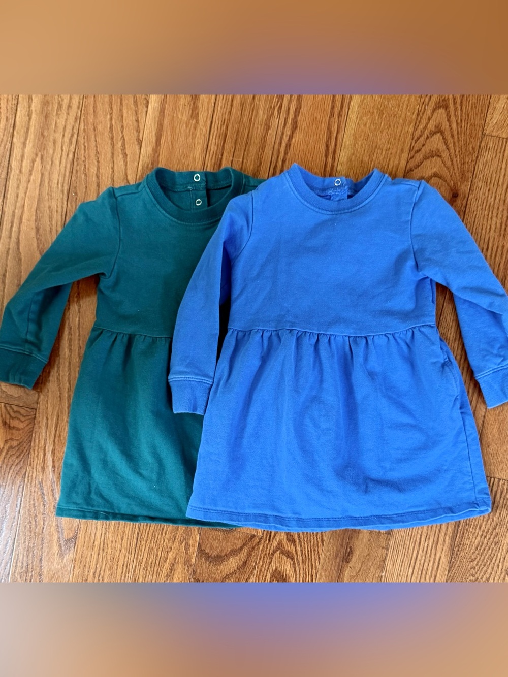 Lot of 2  Primary girls dress 18-24m Blue Green